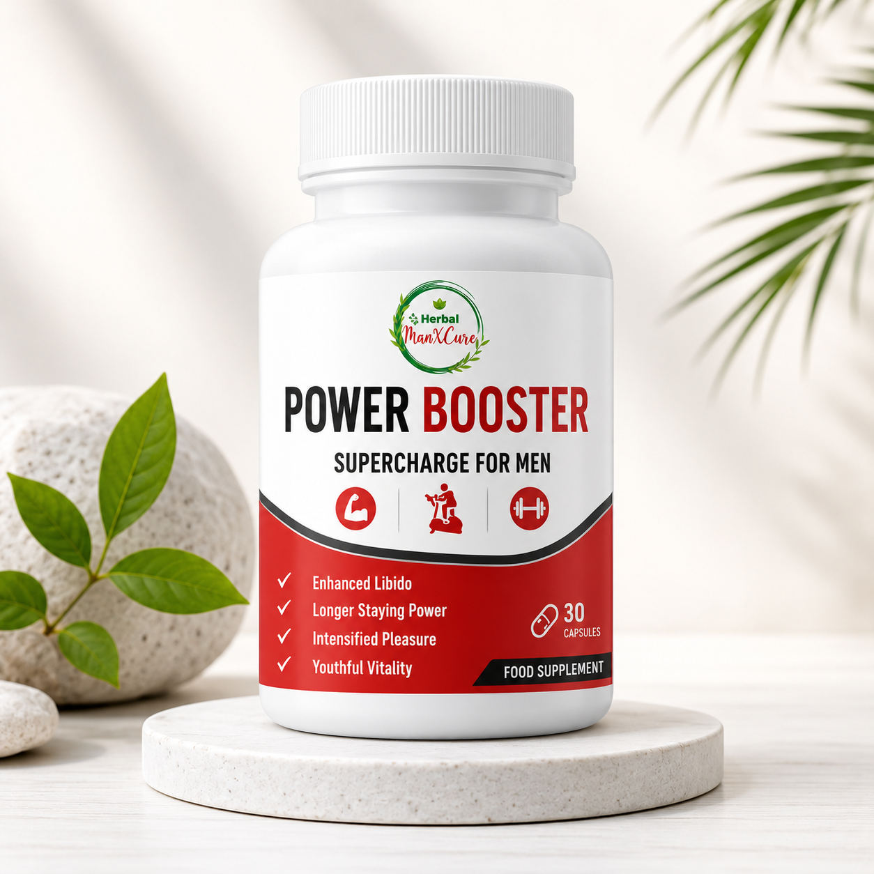 Herbal Man X Cure Power Booster Capsules – Herbal Men's Wellness Blend, 30 Capsules